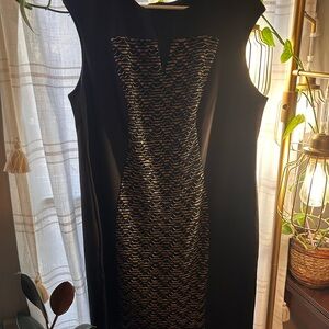 Connected Apparel Black Dress with Gold Accents